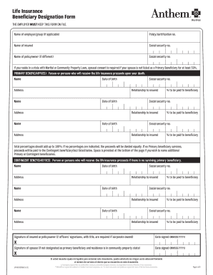 Life Insurance Beneficiary Designation Form