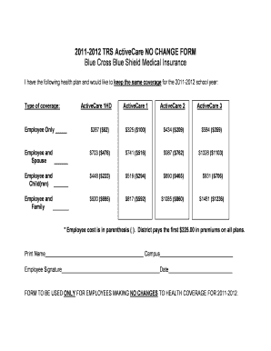 TRS ActiveCare No Change Form