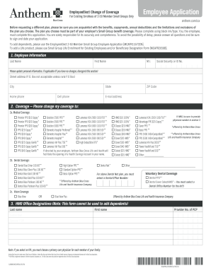 Employee Health Insurance Change of Coverage Form