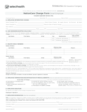 NationCare Small Employer Change Form