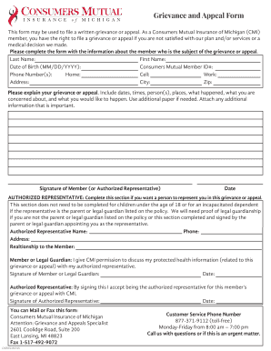 Grievance and Appeal Form