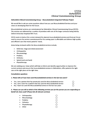 Musculoskeletal Services Feedback Form