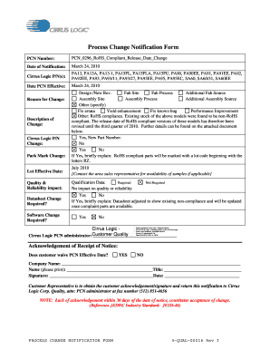 Process Change Notification Form