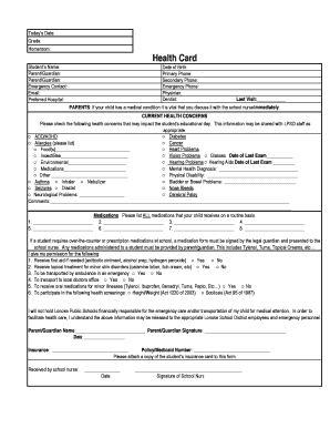 Student Health Card