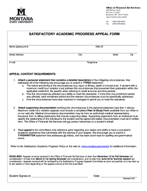 Satisfactory Academic Progress Appeal Form
