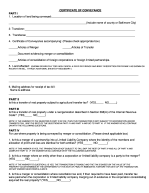 Maryland Certificate of Conveyance
