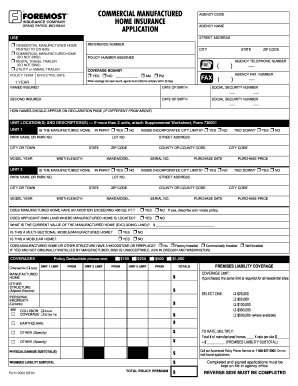 Manufactured Home Insurance Application