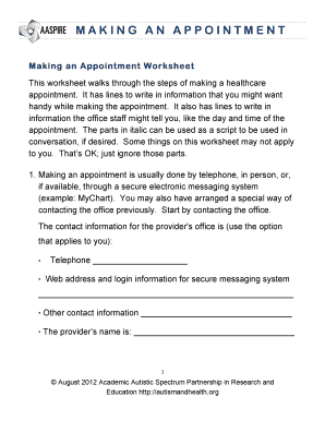 Making an Appointment Worksheet