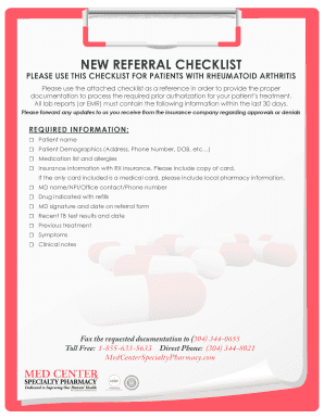 Rheumatoid Arthritis Referral Checklist
