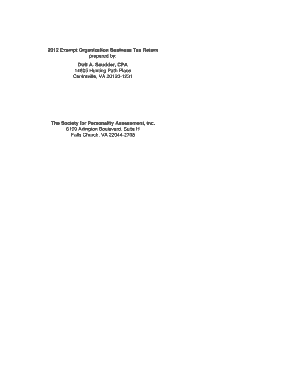 2012 Form 990 Exempt Organization Business Tax Return
