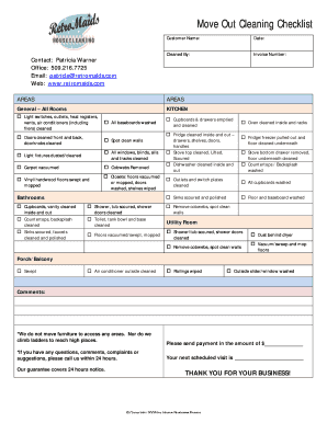 Move Out Cleaning Checklist