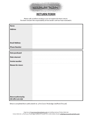 Product Return Form