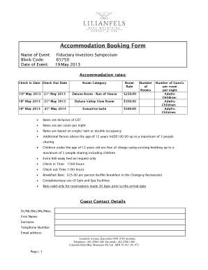 Accommodation Booking Form - Investment Magazine
