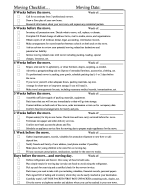 Moving Checklist Template