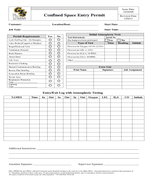 Confined Space Entry Permit