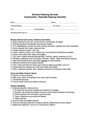 Construction Remodel Cleaning Checklist