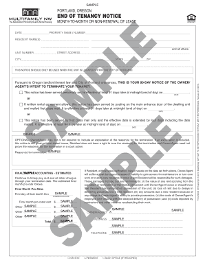 Portland End of Tenancy Notice