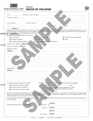 Oregon Notice of Violation