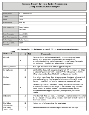 Example of inspection report - Group Home Inspection Report - juvenilejusticecommission