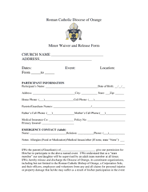 Minor Waiver and Release Form