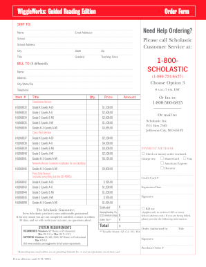WiggleWorks Guided Reading Edition Order Form