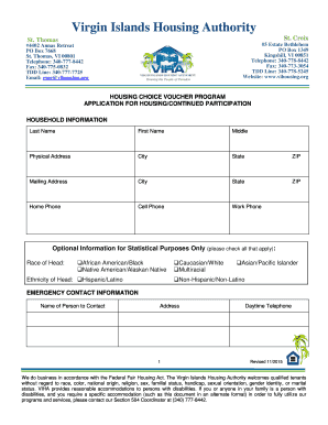 Virgin Islands Housing Choice Voucher Application