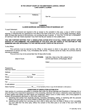 Illinois Dissolution of Marriage Summons