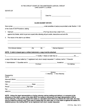 Claim Against Estate