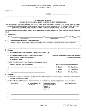Affidavit of Heirship for Surviving Spouse or Descendants