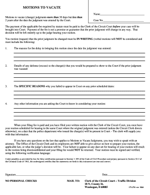Motion to Vacate Judgment Form