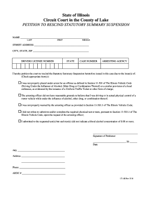 Petition to Rescind Statutory Summary Suspension