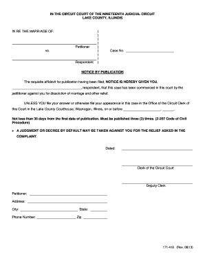 Notice by Publication for Dissolution of Marriage