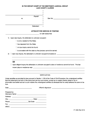 Affidavit for Service by Posting