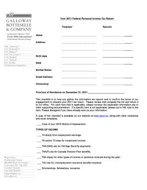 2011 Federal Personal Income Tax Return