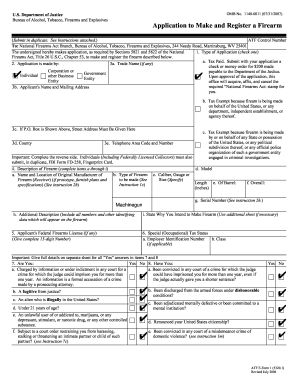 ATF Form 1 Application to Make and Register a Firearm