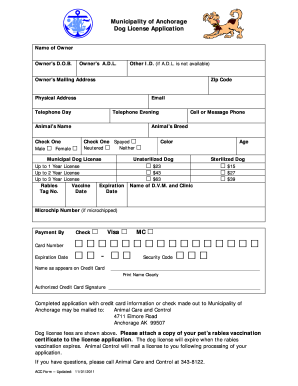Anchorage Dog License Application
