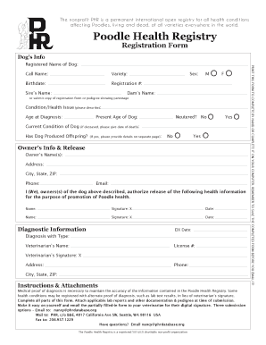 Poodle Health Registry Registration Form
