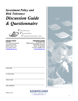 Investment Policy and Risk Tolerance Questionnaire