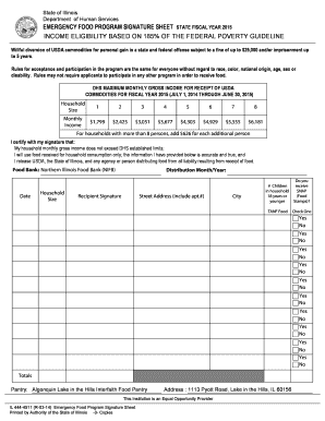 Illinois Emergency Food Program Signature Sheet