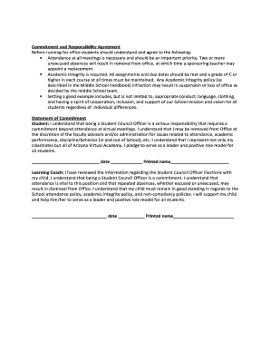 Commitment and Responsibility Agreement - Middle School