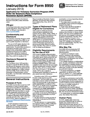 IRS Form 8950 Application for Voluntary Correction Program