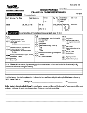Commercial Driver Medical Examination Report