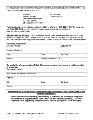 Medicare Prescription Drug Coverage Determination Form