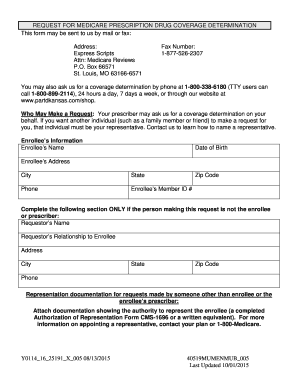 Medicare Prescription Drug Coverage Determination Form