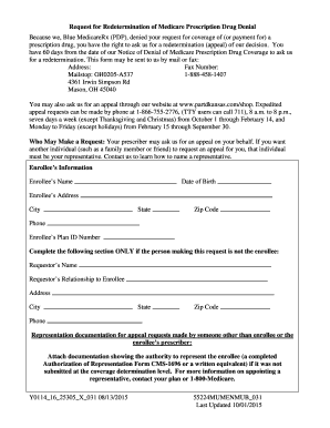 Request for Redetermination of Medicare Prescription Drug Denial