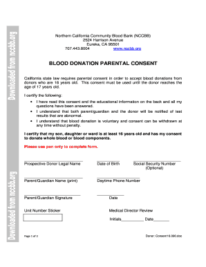 California Blood Donation Parental Consent