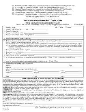 Accelerated Living Benefit Claim Form