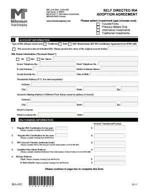 Self Directed IRA Adoption Agreement
