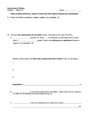 Government and Politics Homework Assignment
