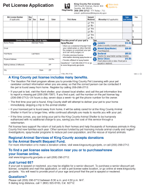 King County Pet License Application